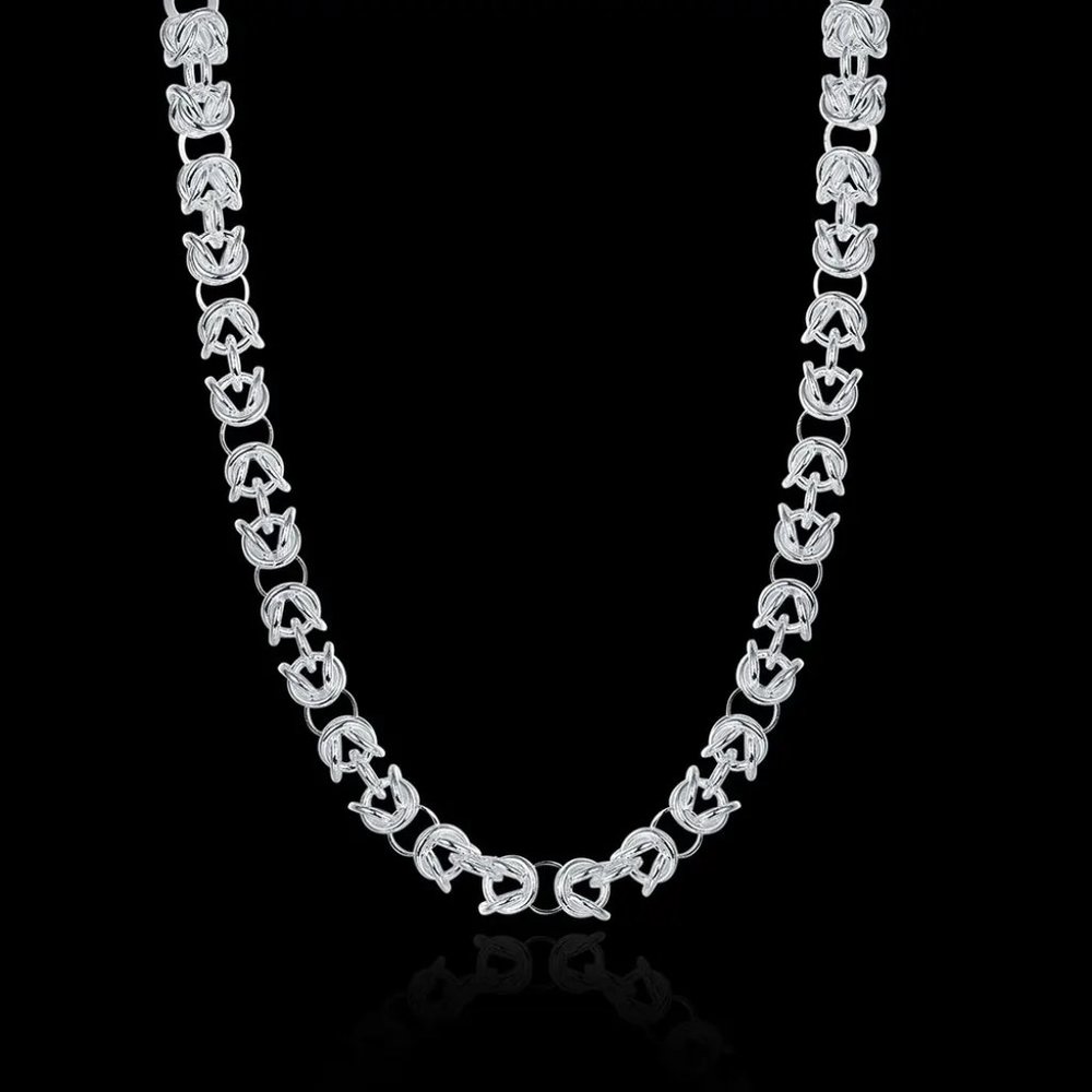 18 Inch Long Byzantine Toggle Chain  7mm Wide Stamped .925 Solid Sterling Silver - Picture 4 of 6